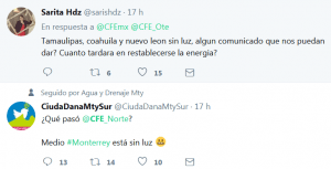 atención rápida a usuarios CFE ejemplo community manager