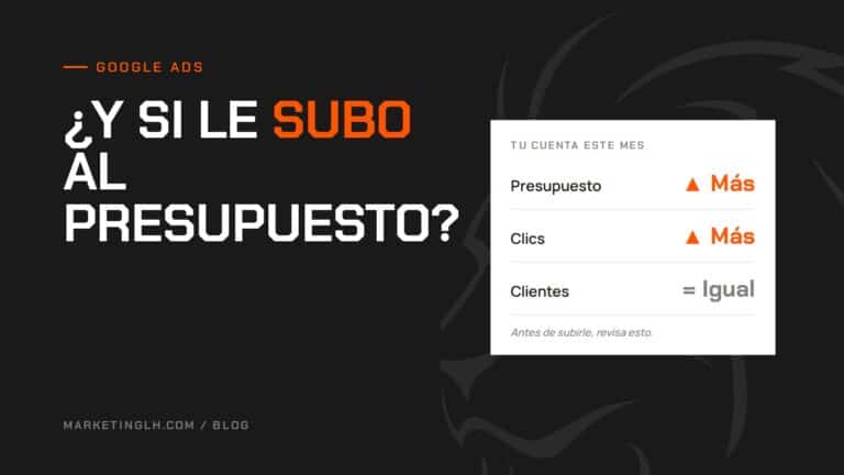Portada: ¿Y si le subo al presupuesto? Tablero donde el presupuesto y los clics suben y los clientes siguen igual.